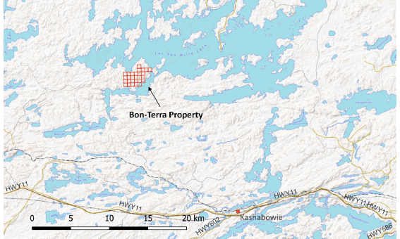 Regional access map, Boot Bay Area near Kashabowie